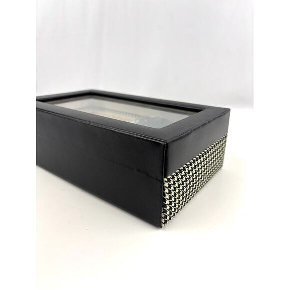 4 Slot Watch Box With Lock Watch Storage Box Houndstooth Pattern - Picture 14 of 16